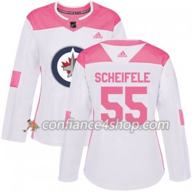 Adidas Maillot de Hockey Winnipeg Jets Mark Scheifele 55 2017-2018 Blanc Rose Fashion Authentic - Femme